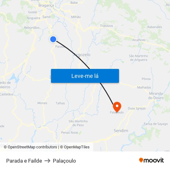 Parada e Faílde to Palaçoulo map