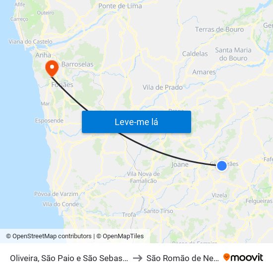 Oliveira, São Paio e São Sebastião to São Romão de Neiva map