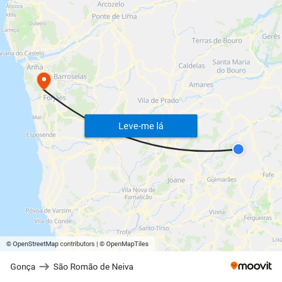 Gonça to São Romão de Neiva map
