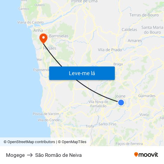 Mogege to São Romão de Neiva map