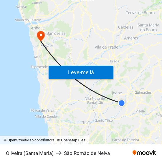 Oliveira (Santa Maria) to São Romão de Neiva map