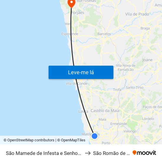 São Mamede de Infesta e Senhora da Hora to São Romão de Neiva map