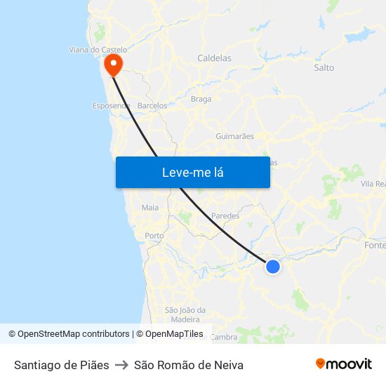 Santiago de Piães to São Romão de Neiva map