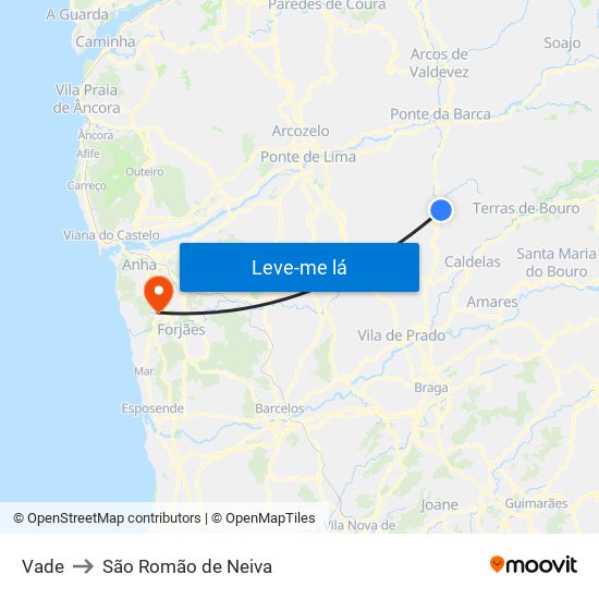 Vade to São Romão de Neiva map