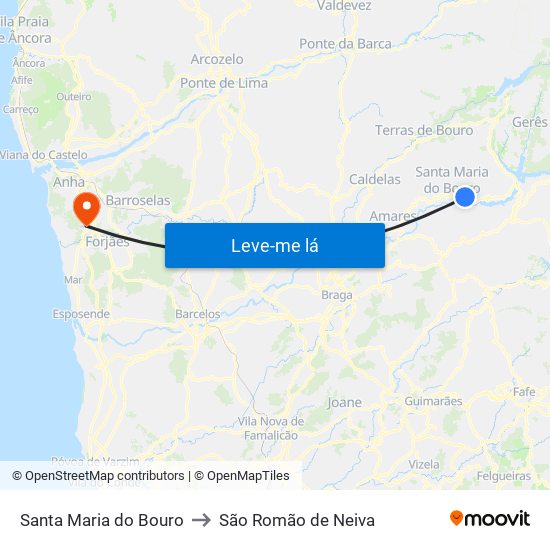 Santa Maria do Bouro to São Romão de Neiva map