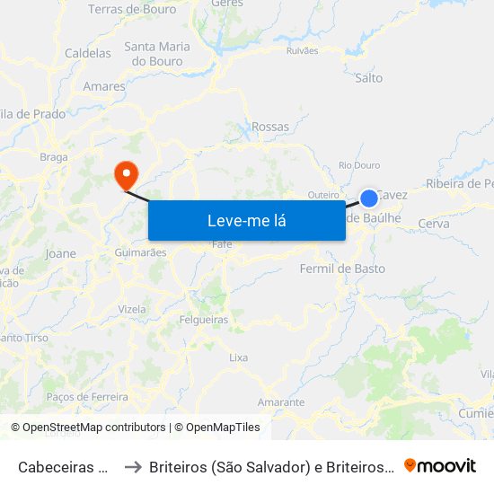 Cabeceiras De Basto to Briteiros (São Salvador) e Briteiros (Santa Leocádia) map