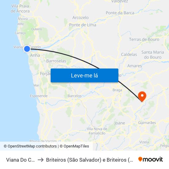 Viana Do Castelo to Briteiros (São Salvador) e Briteiros (Santa Leocádia) map