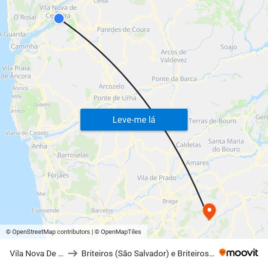 Vila Nova De Cerveira to Briteiros (São Salvador) e Briteiros (Santa Leocádia) map