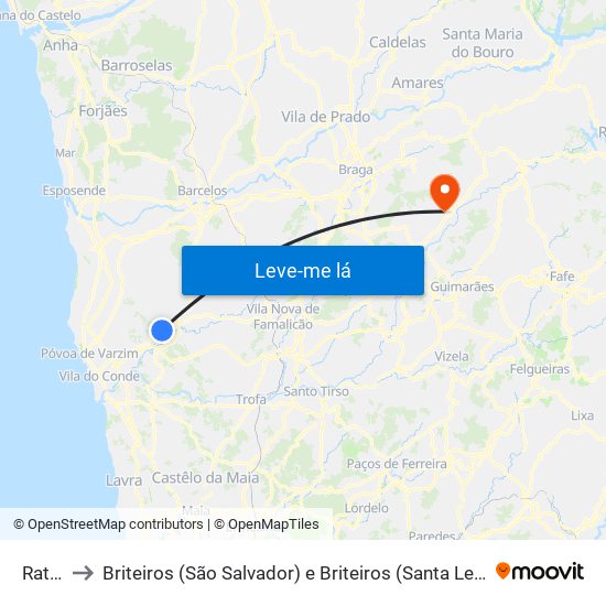 Rates to Briteiros (São Salvador) e Briteiros (Santa Leocádia) map