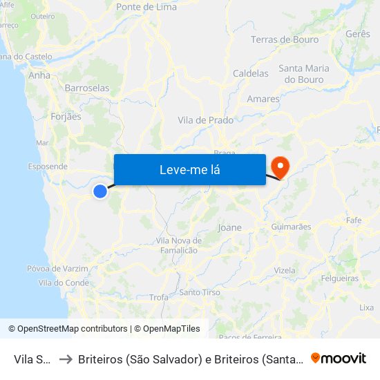 Vila Seca to Briteiros (São Salvador) e Briteiros (Santa Leocádia) map