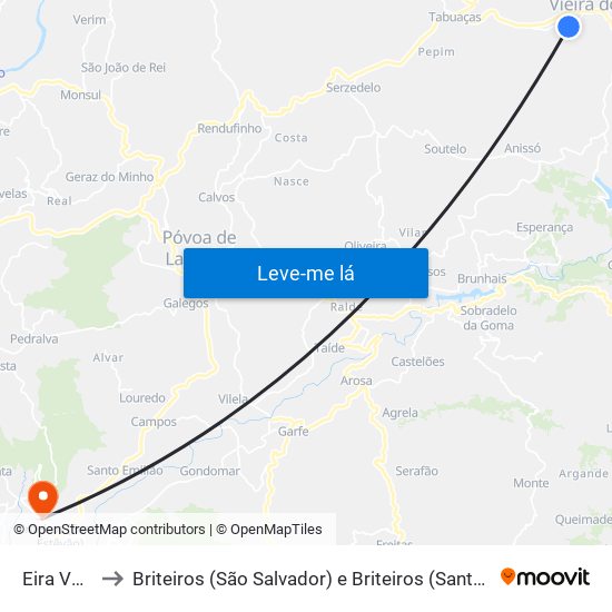 Eira Vedra to Briteiros (São Salvador) e Briteiros (Santa Leocádia) map