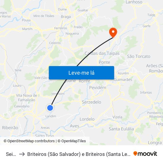 Seide to Briteiros (São Salvador) e Briteiros (Santa Leocádia) map