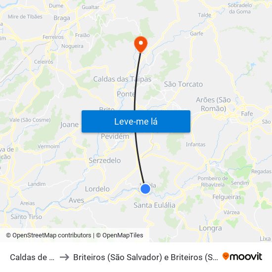 Caldas de Vizela to Briteiros (São Salvador) e Briteiros (Santa Leocádia) map