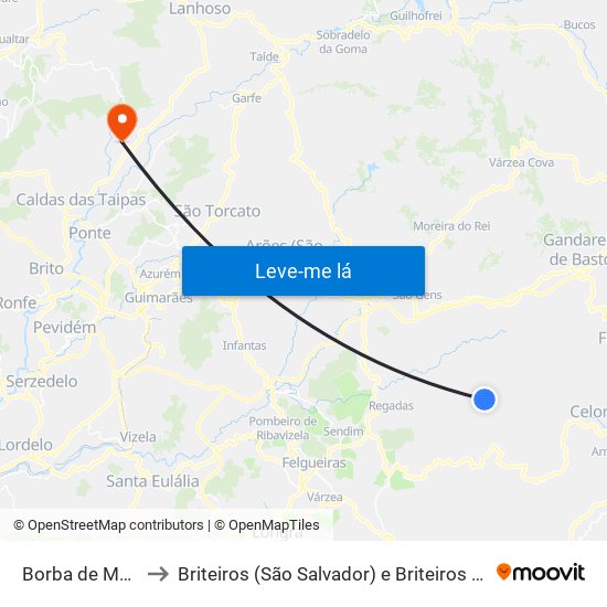 Borba de Montanha to Briteiros (São Salvador) e Briteiros (Santa Leocádia) map