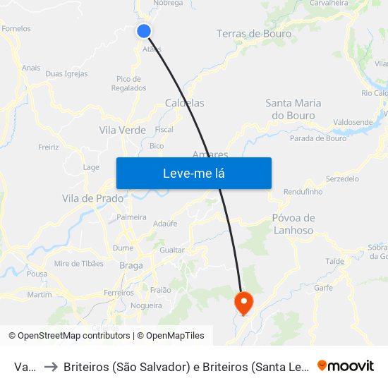 Vade to Briteiros (São Salvador) e Briteiros (Santa Leocádia) map