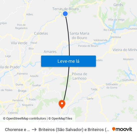 Chorense e Monte to Briteiros (São Salvador) e Briteiros (Santa Leocádia) map