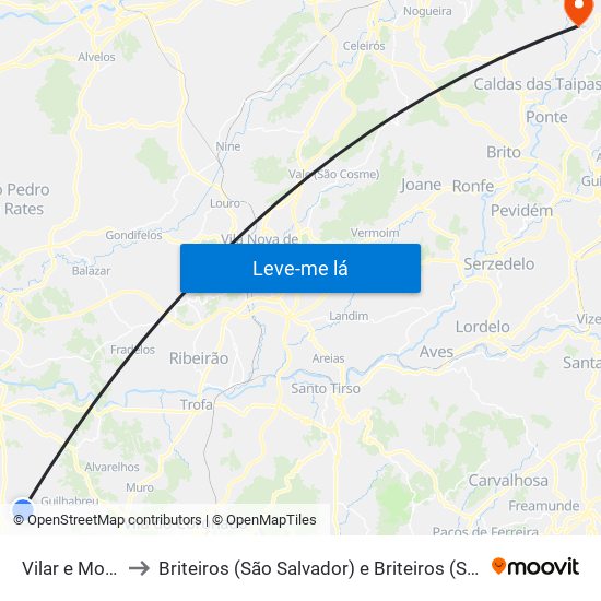 Vilar e Mosteiró to Briteiros (São Salvador) e Briteiros (Santa Leocádia) map