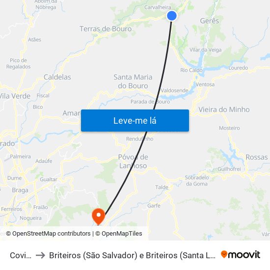 Covide to Briteiros (São Salvador) e Briteiros (Santa Leocádia) map