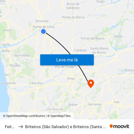 Feitosa to Briteiros (São Salvador) e Briteiros (Santa Leocádia) map