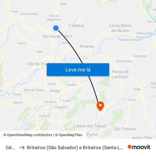 Gême to Briteiros (São Salvador) e Briteiros (Santa Leocádia) map