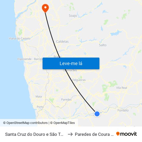 Santa Cruz do Douro e São Tomé de Covelas to Paredes de Coura e Resende map