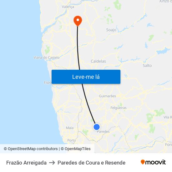Frazão Arreigada to Paredes de Coura e Resende map