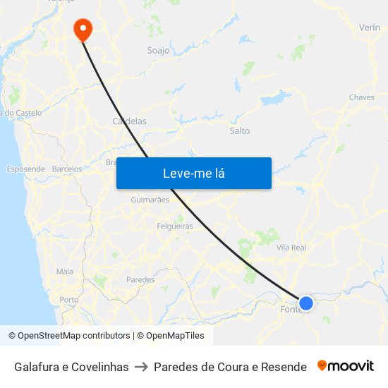 Galafura e Covelinhas to Paredes de Coura e Resende map