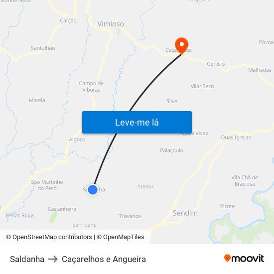 Saldanha to Caçarelhos e Angueira map