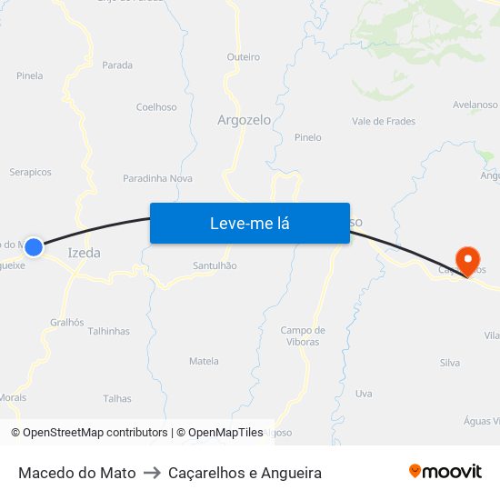 Macedo do Mato to Caçarelhos e Angueira map