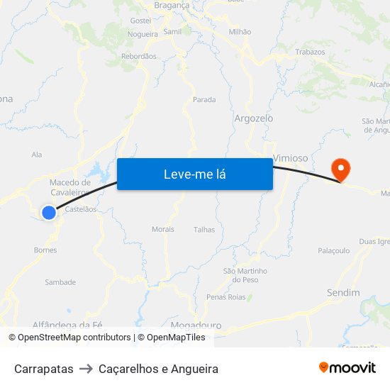 Carrapatas to Caçarelhos e Angueira map