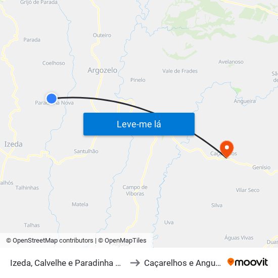 Izeda, Calvelhe e Paradinha Nova to Caçarelhos e Angueira map