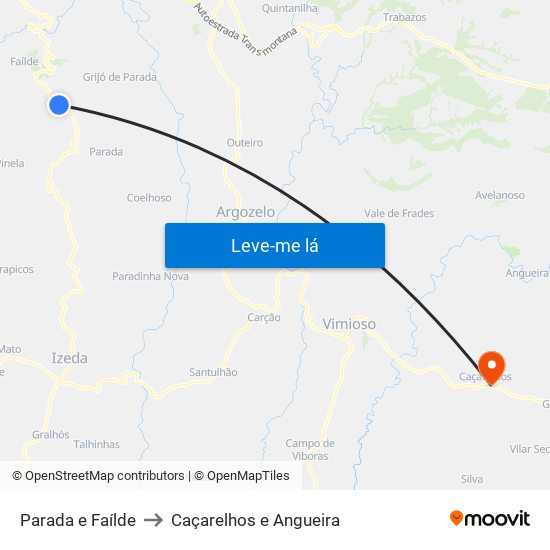 Parada e Faílde to Caçarelhos e Angueira map