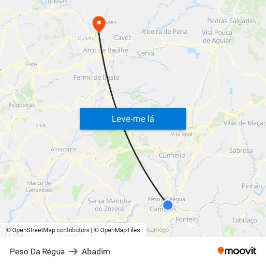 Peso Da Régua to Abadim map