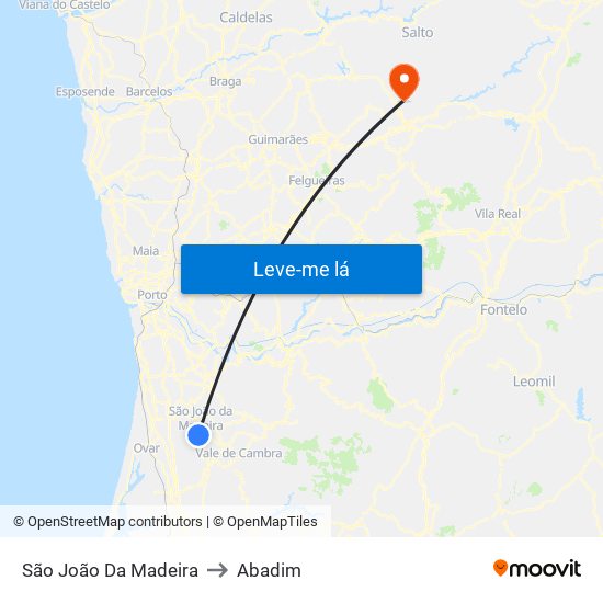 São João Da Madeira to Abadim map