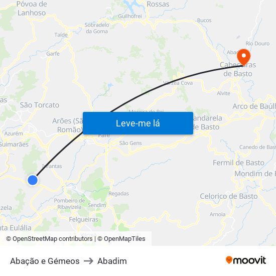 Abação e Gémeos to Abadim map