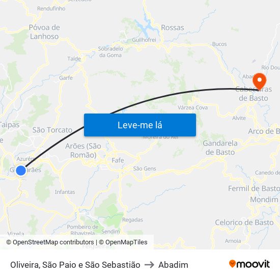 Oliveira, São Paio e São Sebastião to Abadim map