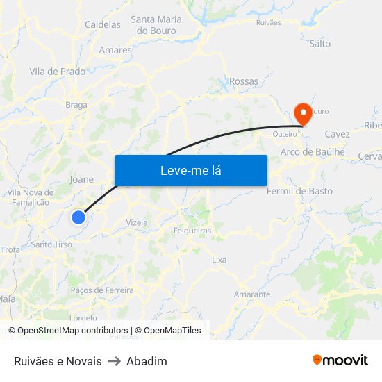 Ruivães e Novais to Abadim map