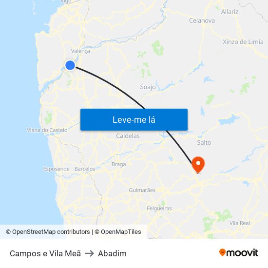 Campos e Vila Meã to Abadim map
