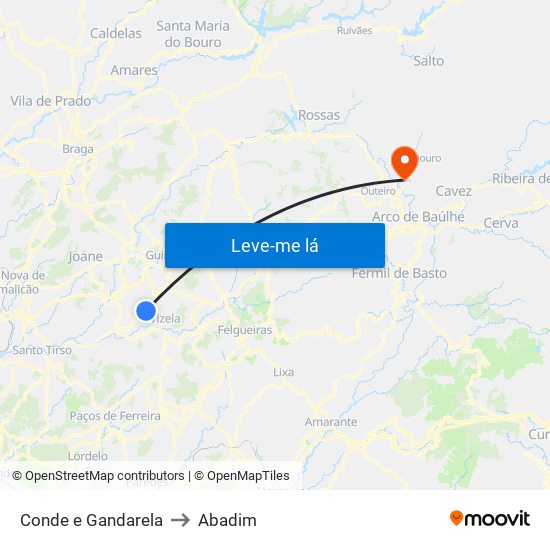 Conde e Gandarela to Abadim map