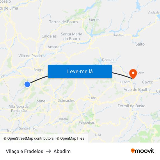 Vilaça e Fradelos to Abadim map