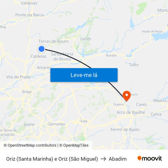 Oriz (Santa Marinha) e Oriz (São Miguel) to Abadim map