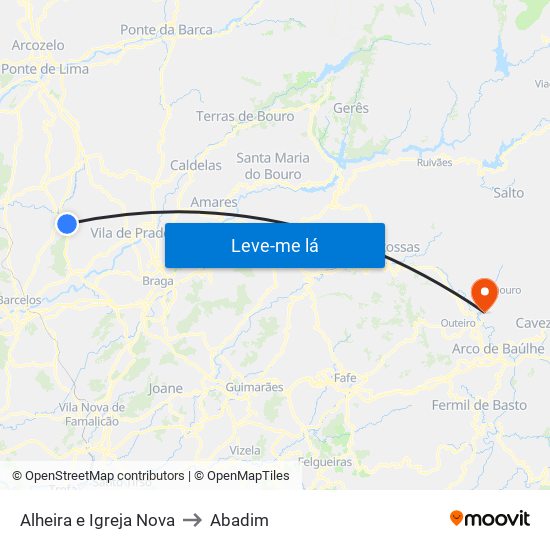 Alheira e Igreja Nova to Abadim map