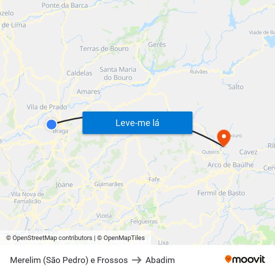 Merelim (São Pedro) e Frossos to Abadim map