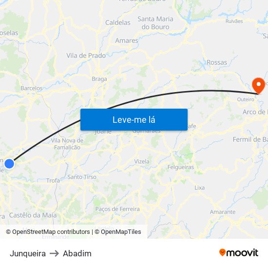 Junqueira to Abadim map