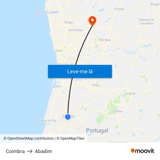Coimbra to Abadim map