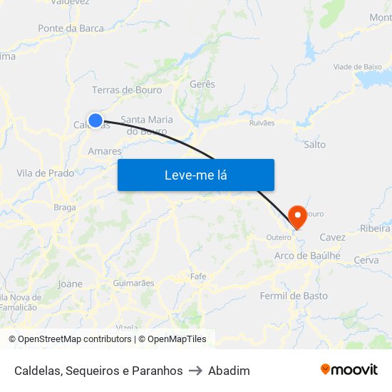 Caldelas, Sequeiros e Paranhos to Abadim map