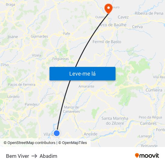 Bem Viver to Abadim map