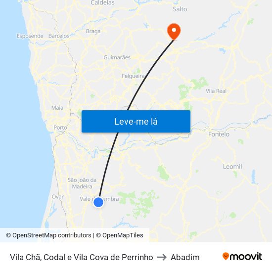 Vila Chã, Codal e Vila Cova de Perrinho to Abadim map