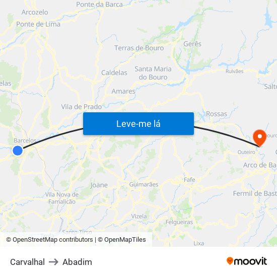 Carvalhal to Abadim map