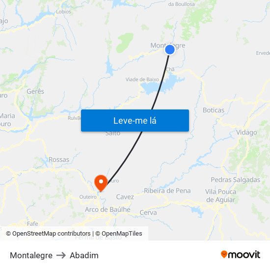 Montalegre to Abadim map